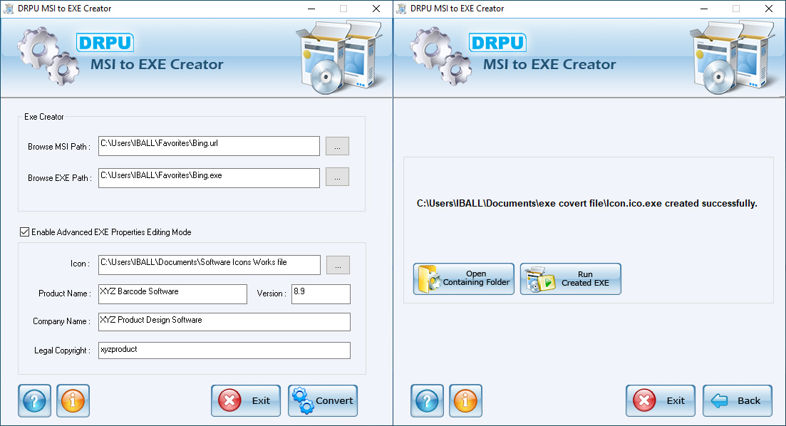 Screenshot of 001Micron MSI to EXE Converter